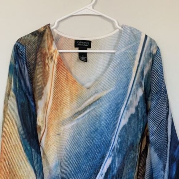 Catherines Black Label Women Plus Size 1X Multicolor Artsy Boho V Neck Blouse - Picture 2 of 5